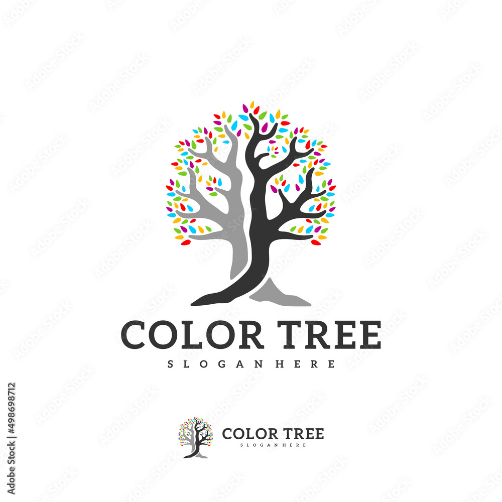 Obraz premium Colorful Tree logo vector template, Creative Tree logo design concepts
