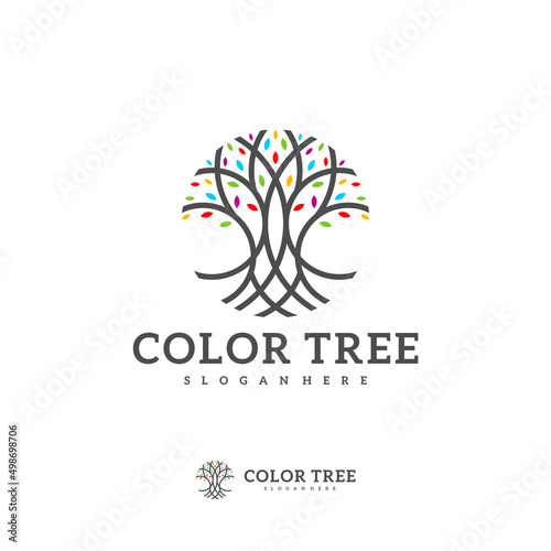 Colorful Tree logo vector template, Creative Tree logo design concepts