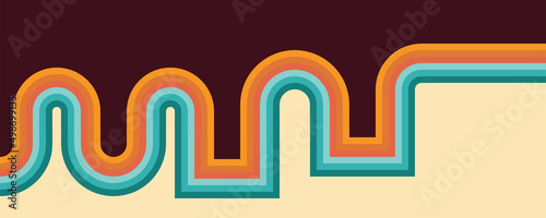 abstract stylish retro vintage era line frame illustration 1970 shapes vector style stripes background poster design graphic