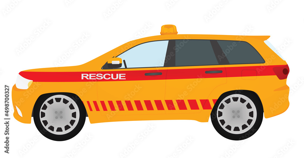 Yellow rescue car. vector illustration Yellow rescue car. vector illustration