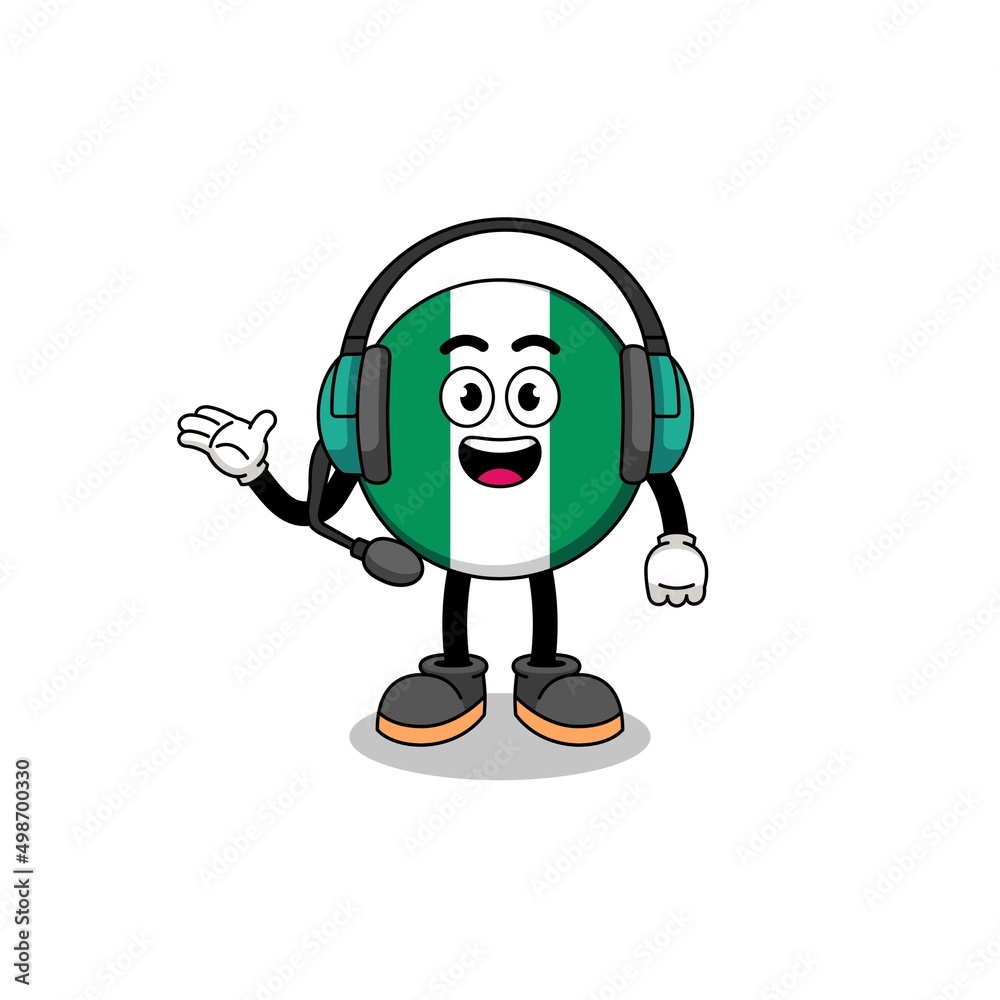 Mascot Illustration of nigeria flag as a customer services Mascot Illustration of nigeria flag as a customer services