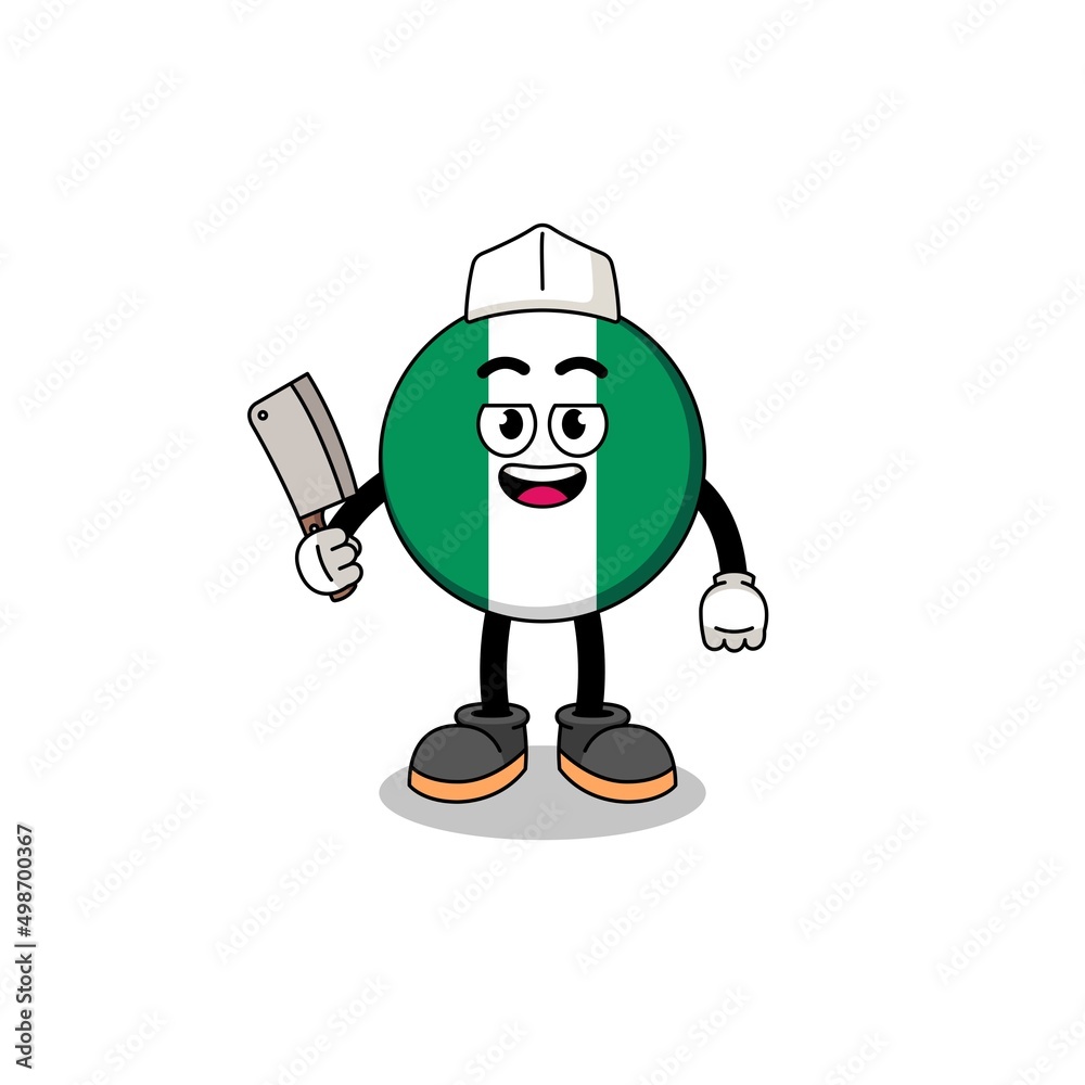 Mascot of nigeria flag as a butcher Mascot of nigeria flag as a butcher