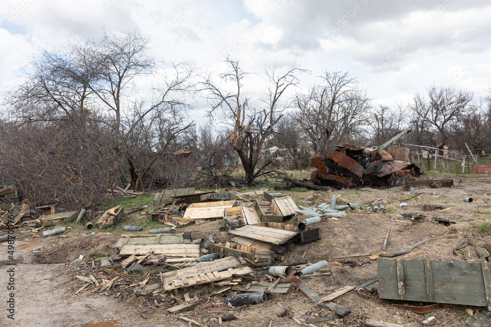 War in Ukraine. Village Andriivka after the Russian invasion War in Ukraine. Village Andriivka after the Russian invasion