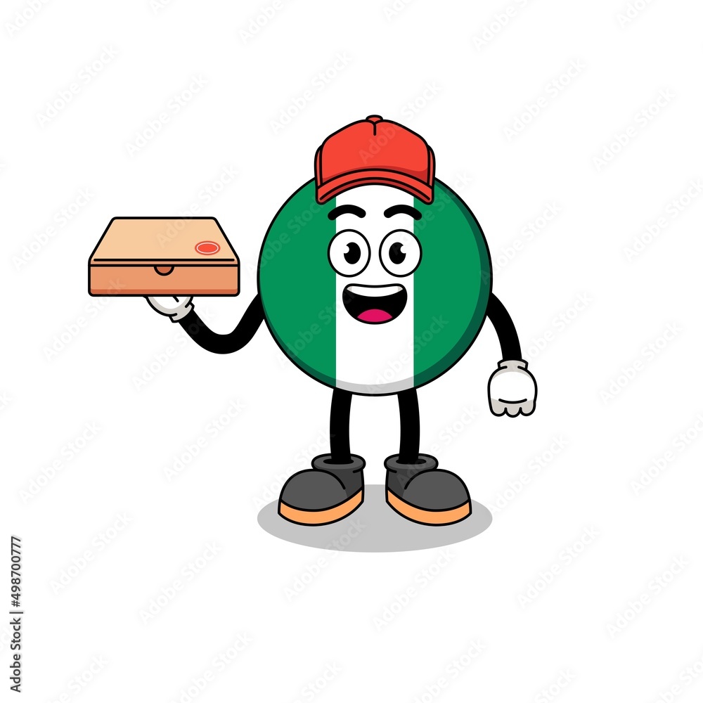 nigeria flag illustration as a pizza deliveryman nigeria flag illustration as a pizza deliveryman