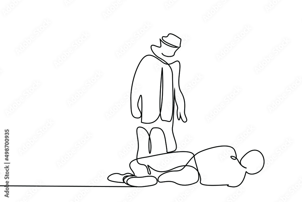  murderer  killing someone  innocent person lying on the ground. detective and police investigate murder case