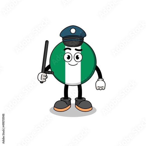 Cartoon Illustration of nigeria flag police