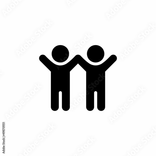 Best Friend Hands Up Icon Vector in Trendy Style