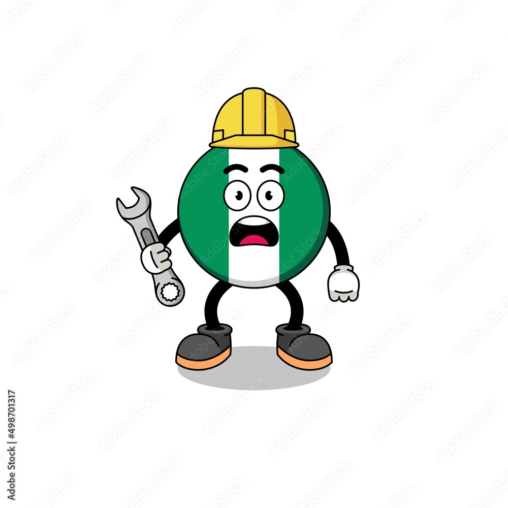 Character Illustration of nigeria flag with 404 error Character Illustration of nigeria flag with 404 error