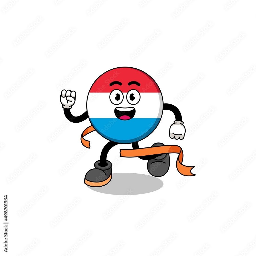Mascot cartoon of luxembourg running on finish line Mascot cartoon of luxembourg running on finish line