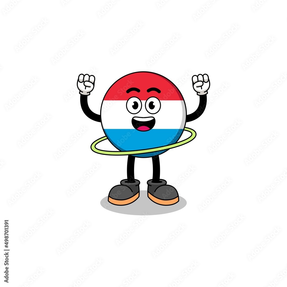 Character Illustration of luxembourg playing hula hoop