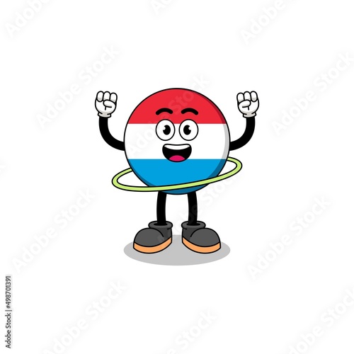 Character Illustration of luxembourg playing hula hoop