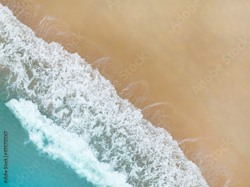 Summer background of water wave on the beach,top view image