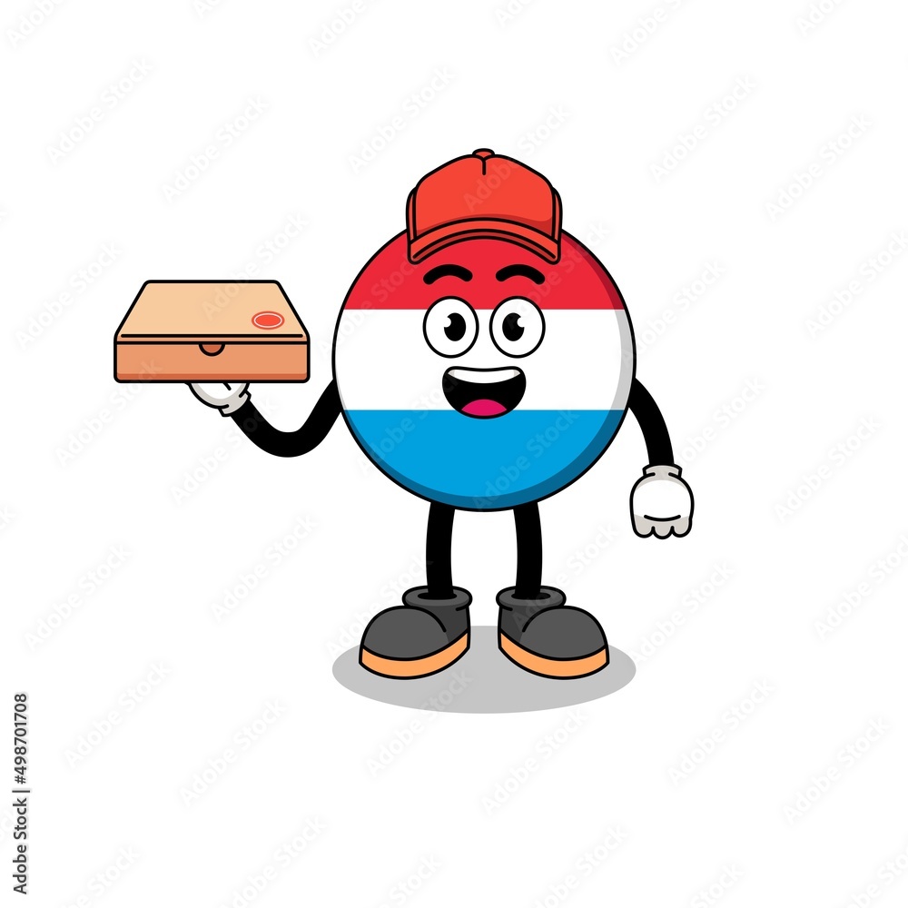 Obraz premium luxembourg illustration as a pizza deliveryman