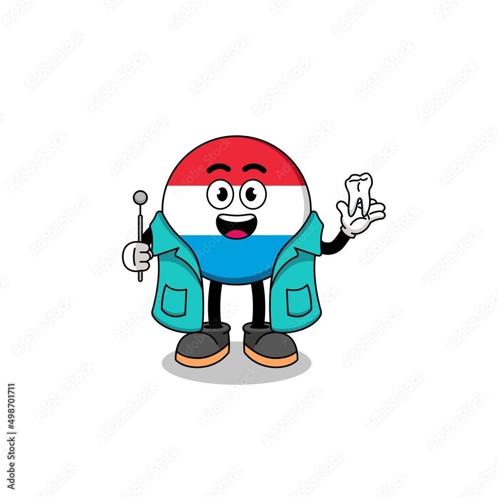 Illustration of luxembourg mascot as a dentist