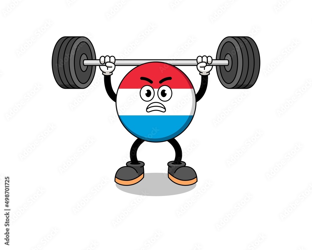 luxembourg mascot cartoon lifting a barbell luxembourg mascot cartoon lifting a barbell