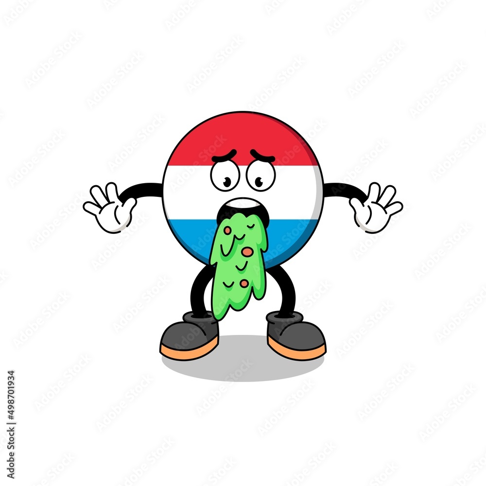 luxembourg mascot cartoon vomiting