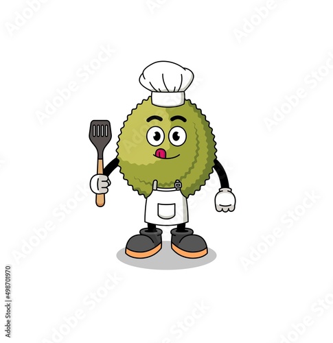 Mascot Illustration of durian fruit chef