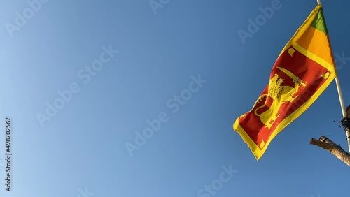 Sri Lanka flagg waving in wind pan photo