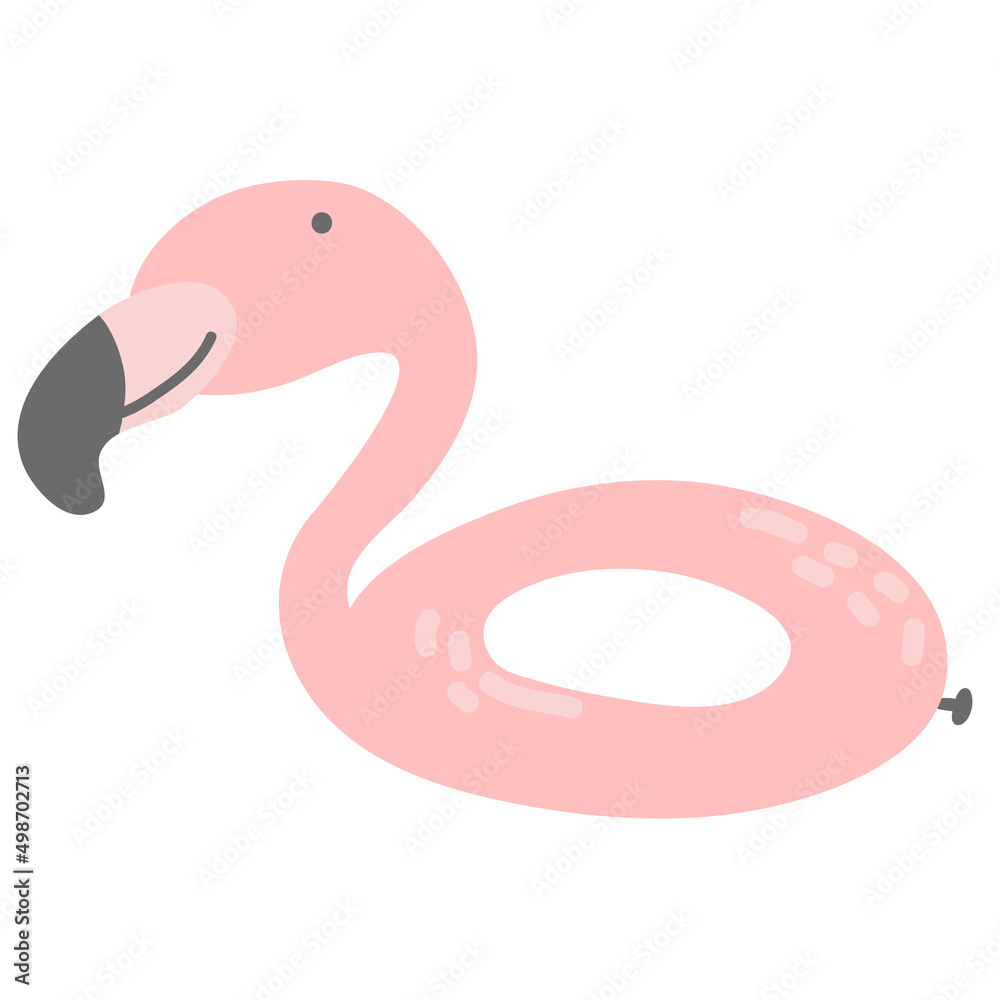 Vector inflatable ring circle. Rubber life saver circle. Pink flamingo swimming accessory. Summer element. Cute flat illustration for kids. Vacation beach object. Vector inflatable ring circle. Rubber life saver circle. Pink flamingo swimming accessory. Summer element. Cute flat illustration for kids. Vacation beach object.
