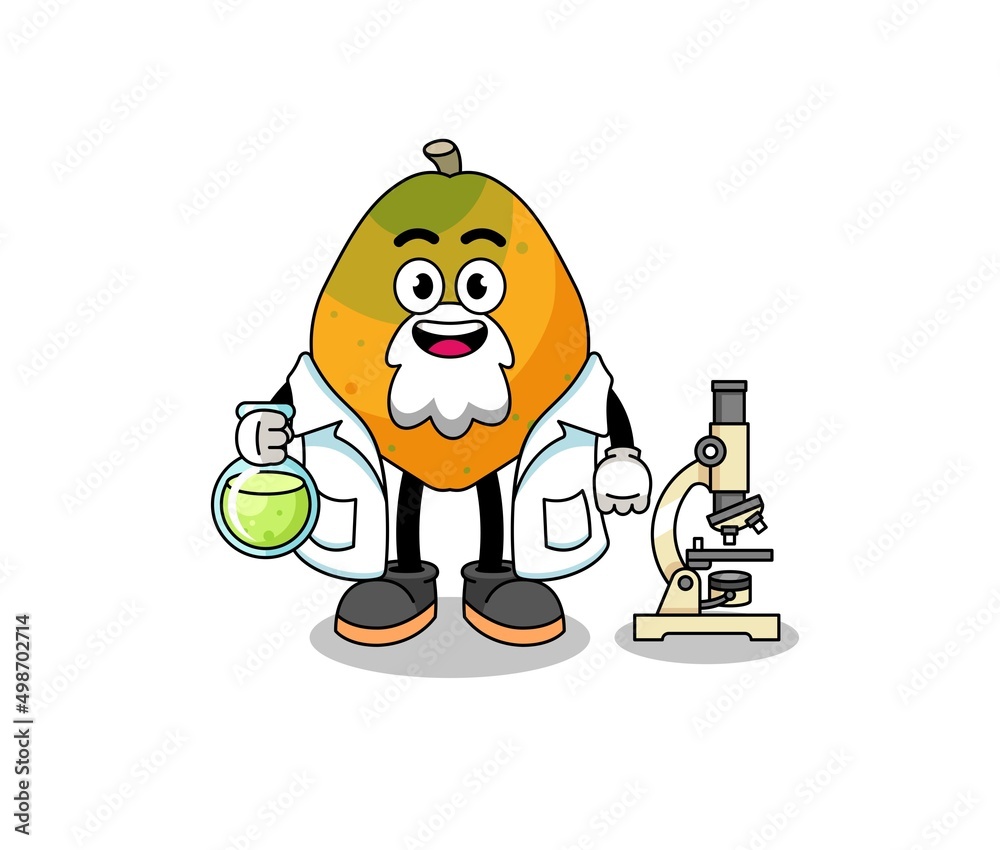 Mascot of papaya fruit as a scientist Mascot of papaya fruit as a scientist