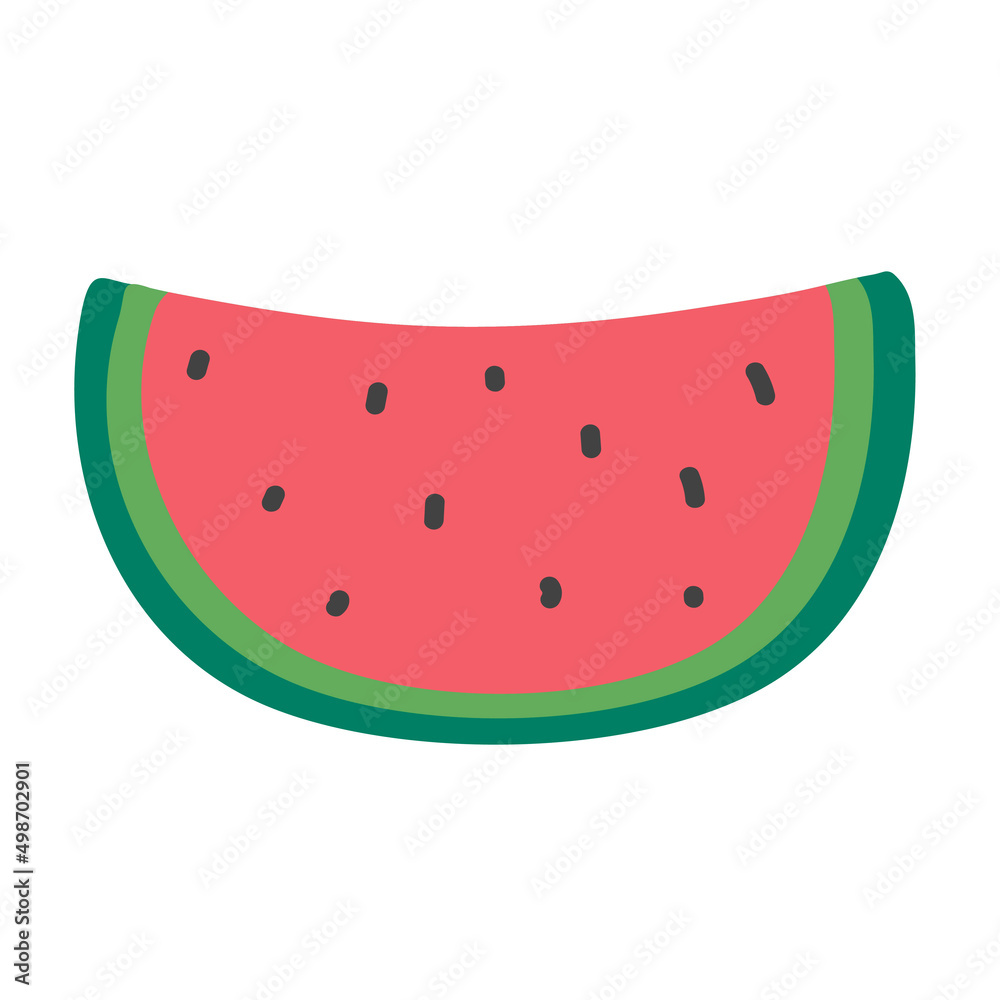 watermelon lobe, slice. piece of sweet ripe watermelon with pits and green peel in Doodle style isolated on a white background. Vector watermelon lobe, slice. piece of sweet ripe watermelon with pits and green peel in Doodle style isolated on a white background. Vector