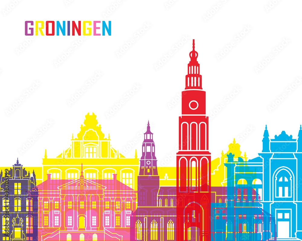 Fototapeta premium Groningen skyline pop