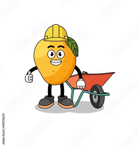 mango fruit cartoon as a contractor