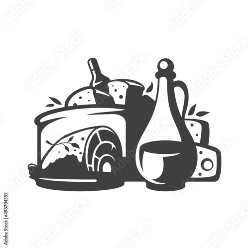 Farm products silhouette isolated on white background vector object in retro style. Can be used for farmers market logo or badge.