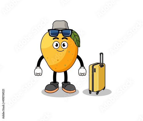 mango fruit mascot doing vacation