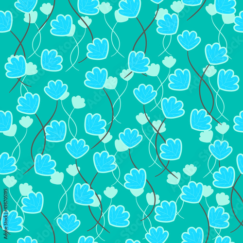plants and leaves seamless pattern. Small colorful multicolor plants and leaves. EPS, vector, illustration.