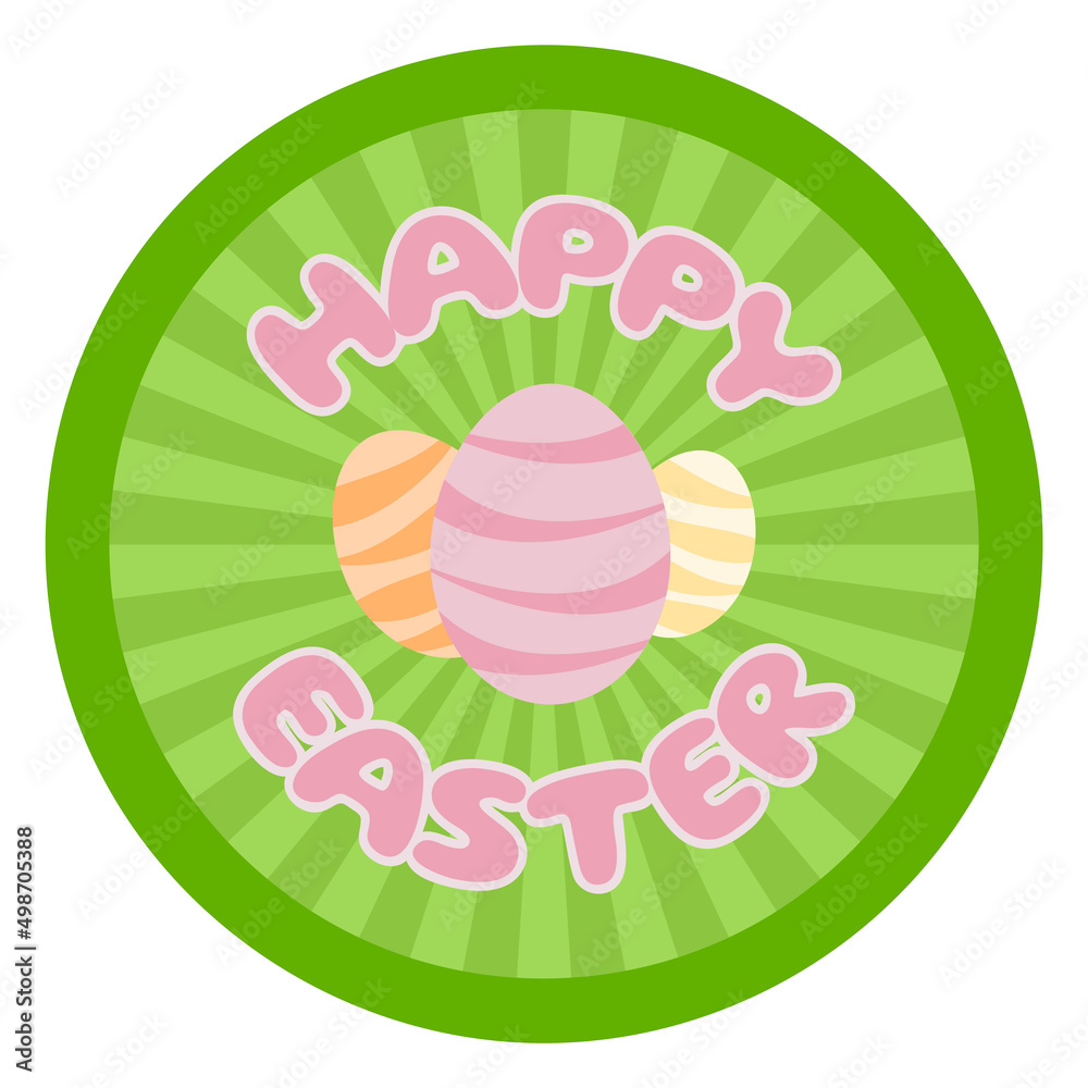 Fototapeta premium Happy Easter concept with sunburst, starburst effect. Easter eggs with 