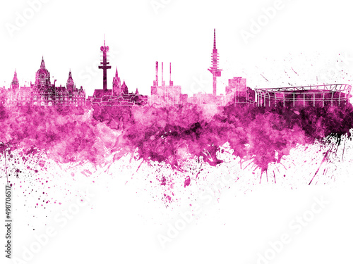 Hannover skyline in watercolor background