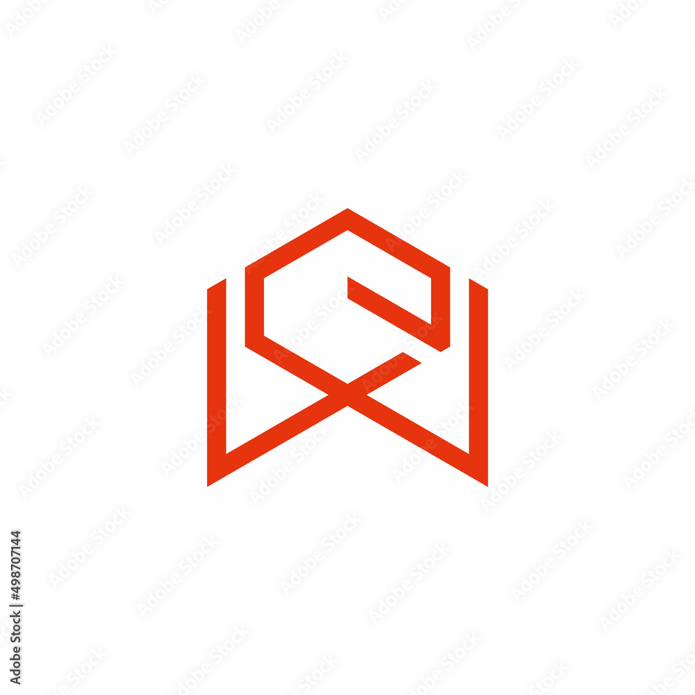 letter we linked hexagonal geometric line logo vector letter we linked hexagonal geometric line logo vector