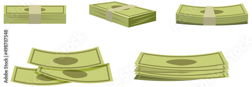 Money banknotes stack in cartoon style