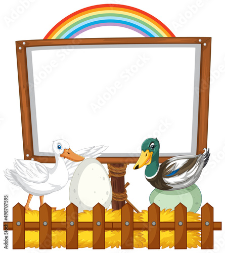 Sign board with animal farm on white background