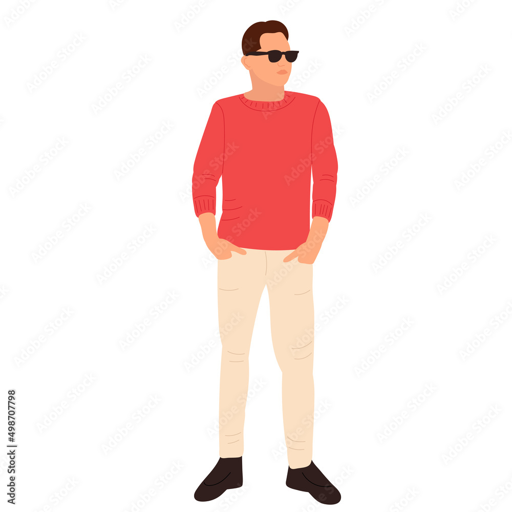 man in sunglasses flat design, isolated, vector