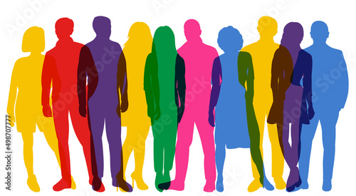 people multicolored silhouette, isolated on white background vector