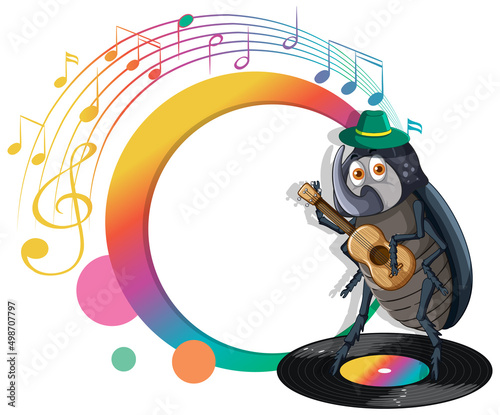 A beetle playing guitar cartoon character