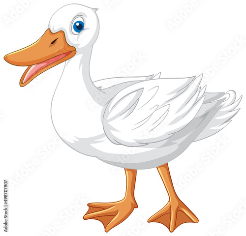 White duck cartoon character on white background