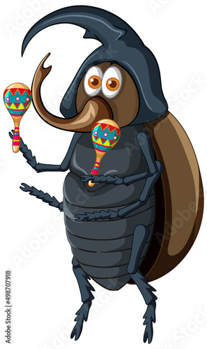 A beetle holding maracas cartoon character
