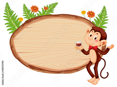 Blank oval wooden signboard with animal