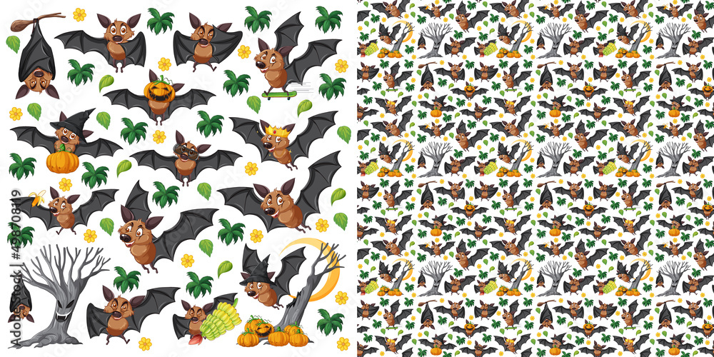 Obraz premium Cute animals cartoon seamless background