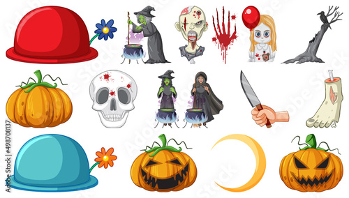 Halloween set with scary monsters