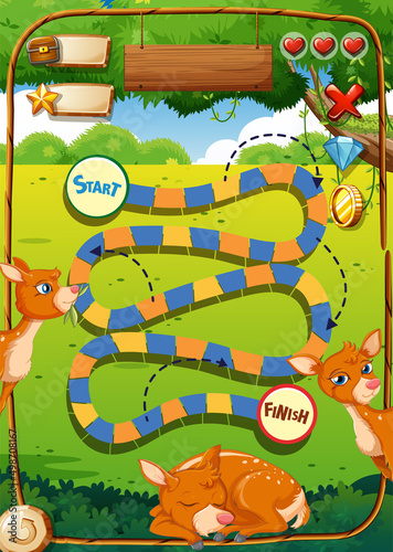 Game design with deers in background