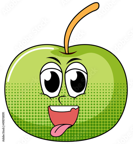 A green apple cartoon character on white background