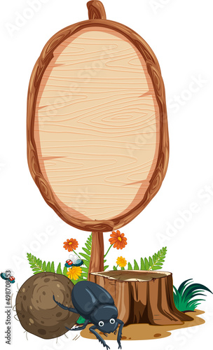 Blank oval wooden signboard with animal