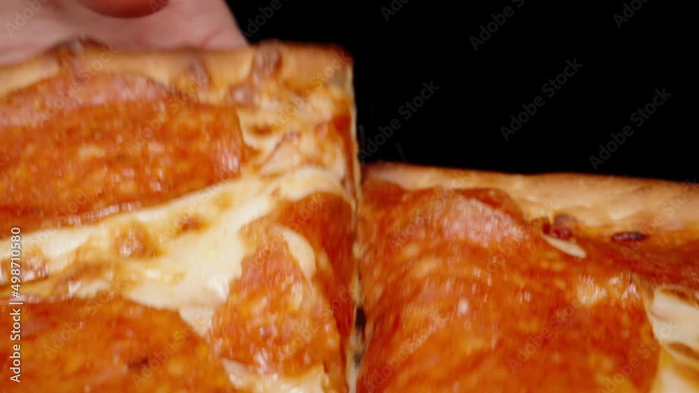 I take a slice of pizza. Dolly slider extreme close-up. Laowa Probe I take a slice of pizza. Dolly slider extreme close-up. Laowa Probe