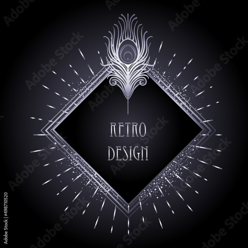 Art Deco vintage gold and silver design element over black. Retro party geometric background set 1920s style. Vector illustration for glamour party, thematic wedding or textile prints.
