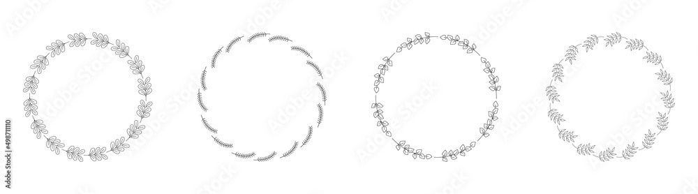 Set of vector monochrome floral frame. Decorative flower wreaths. Use for wedding, holiday, design, invitations. Set of vector monochrome floral frame. Decorative flower wreaths. Use for wedding, holiday, design, invitations.