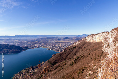 Hike around Mont Veyrier and Mont Baron with magnificent panoramic views of mountains and the Lake Annecy  Annecy  France